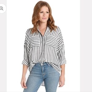 EVERLY Striped Embroidered Top